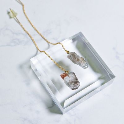 【TROZO】モスアクアマリンのチェーンピアス